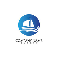 ocean cruise linear ship silhouette simple linear logo-vector