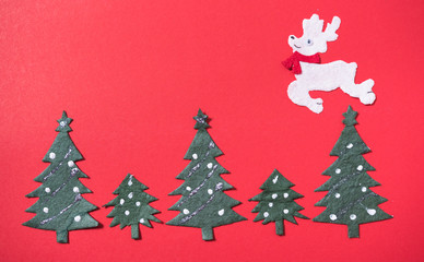 Christmas green tree and deer