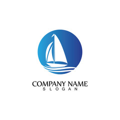 ocean cruise linear ship silhouette simple linear logo-vector