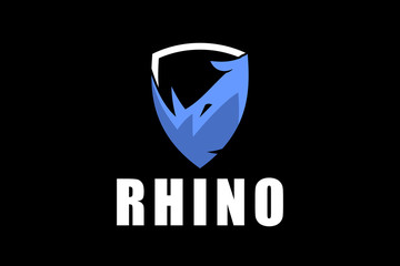 rhino with shield vector logo template