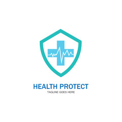 health protection with shield logo design vector template for medical or insurance company-vector
