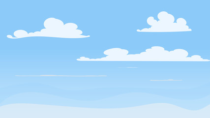 Landscape blue sky and white clouds on sunny day.Cartoon concetp.Vector illustration