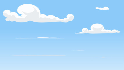 Landscape blue sky and white clouds on sunny day.Cartoon concetp.Vector illustration