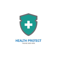 health protection with shield logo design vector template for medical or insurance company-vector