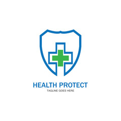 health protection with shield logo design vector template for medical or insurance company-vector