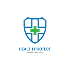 Obraz premium health protection with shield logo design vector template for medical or insurance company-vector