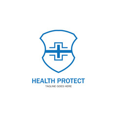 Fototapeta premium health protection with shield logo design vector template for medical or insurance company-vector