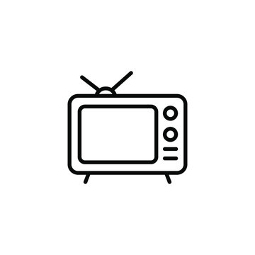 Tv icon outline television line old retro  tv symbol vector image