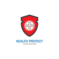 health protection with shield logo design vector template for medical or insurance company-vector