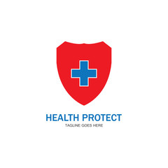 health protection with shield logo design vector template for medical or insurance company-vector