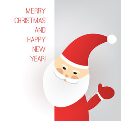 Merry Christmas, Happy New Year Greeting Card Design Template with Santa Claus