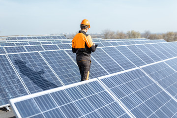 Engineer on a solar power plant