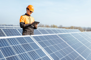 Engineer on a solar power plant