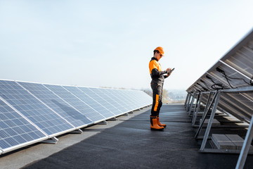 Engineer on a solar power plant