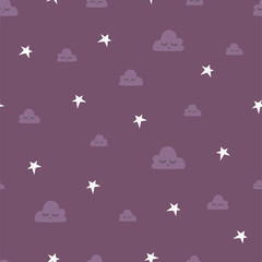 Seamless pattern of clouds and stars
