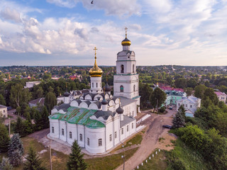Fototapeta na wymiar Russia. Vyazma. Holy Trinity Cathedral in summer day. Aerial photography