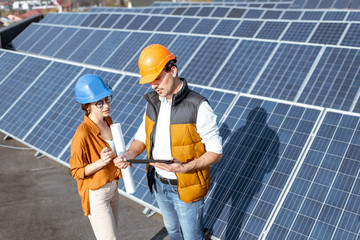 Engineers on a solar power station