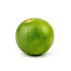 Ripe slice of green lime citrus fruit stand isolated on white background,element of food healthy nutrients and fruit healthy concept