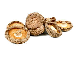 dried shiitake mushroom isolated on a white background,element of food healthy nutrients and herb healthy concept
