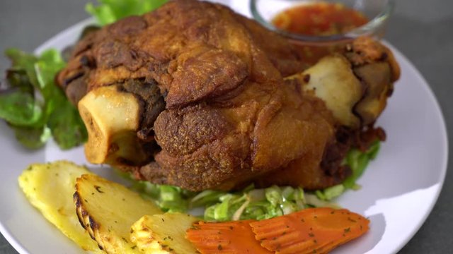 Crispy pork knuckle or German Pork Hocks