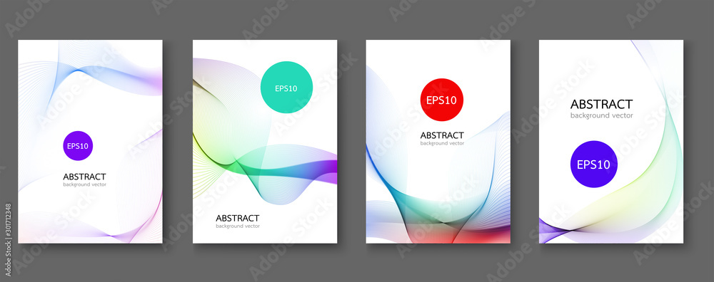 Poster set of abstract vector backgrounds with line waves.vector illustration.