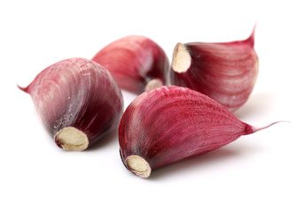 Fresh young garlic isolated on white background