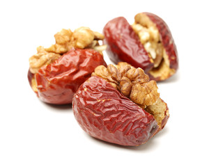 Jujube walnut on white background
