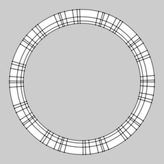 Round frame vector vintage pattern design template. Circle border designs plaid fabric texture. Scottish tartan background for collage art, gif card, handmade crafts.