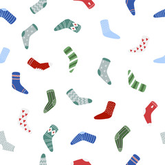 Cozy christmas vector seamless pattern. Winter holydays cute illustration