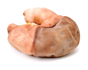 Boiled pig's organs on white background 
