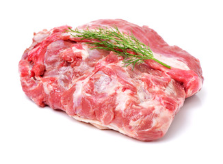 Raw lamb leg on white background