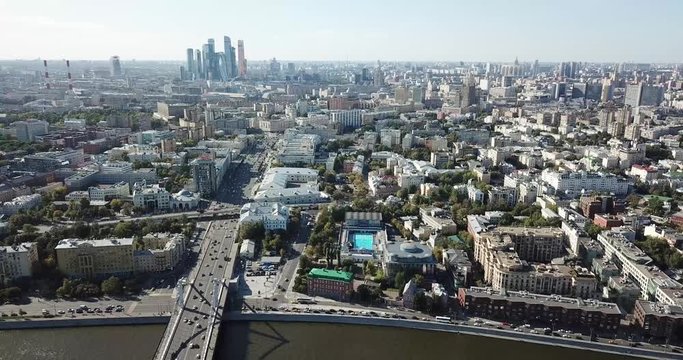 aerial photography of Moscow in summer in sunny weather