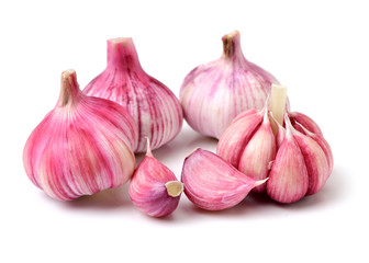 Fresh young garlic isolated on white background
