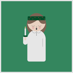 Singing girl at Saint Lucys Day at Christmas, vector