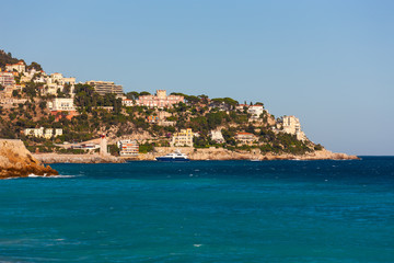 Fototapeta premium Lower Mt. Boron beyond Nice beach, Cote d'Azur, French Riviera