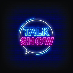 Talk Show Neon Signs Style Text Vector - obrazy, fototapety, plakaty