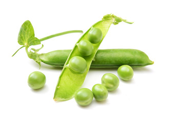 Fresh peas isolated on white background 