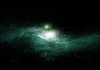 Stars, dust and gas nebula in a far galaxy