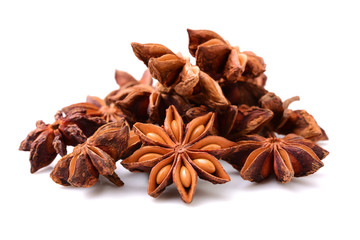 star anise on white background
