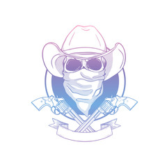 Sketch skull with cowboy hat