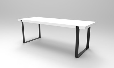 3d illustration of office table on white