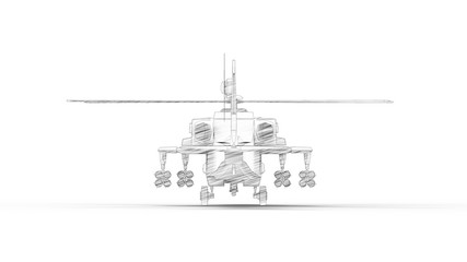 3d rendering of a combat helicopter isolated in white background