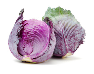 fresh red cabbage on a white background