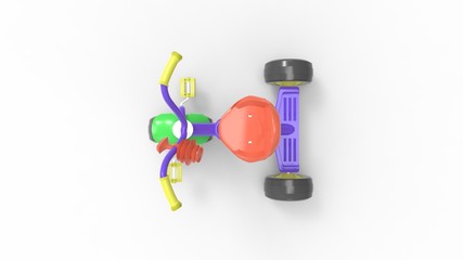 3d rendering of a childrens tricycle isolated in white background