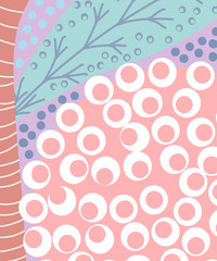 Artistic header with flowers and leaves. Graphic design. Hand drawn texture.