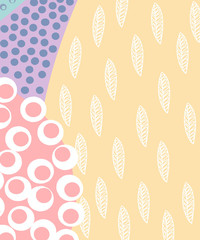 Artistic header with flowers and leaves. Graphic design. Hand drawn texture.