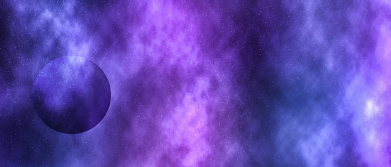 Stars, planet and galaxy in cosmos universe, space and time travel science background