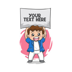 The Cute Boy With Banner Text