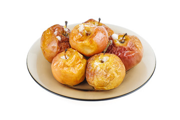 Glass plate with baked apples