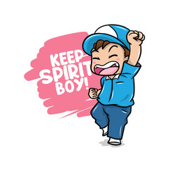 Keep Spirit Boy Quote & Illustration